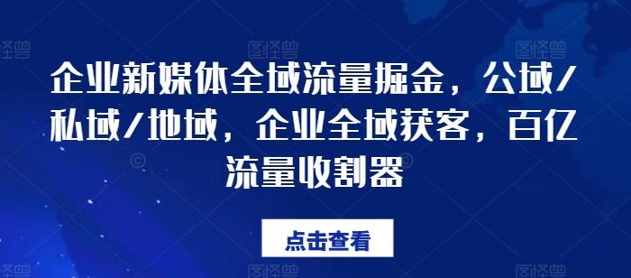 企业新媒体全域流量掘金，公域/私域/地域，企业全域获客，百亿流量收割器-Ai创业网