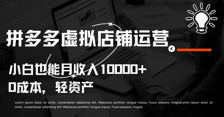 拼多多虚拟店铺运营小白也能月收入10000+【揭秘】-Ai创业网