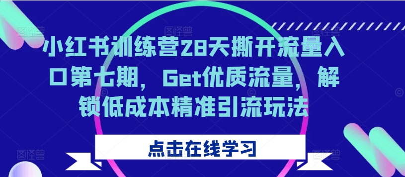 小红书训练营28天撕开流量入口第七期，Get优质流量，解锁低成本精准引流玩法-Ai创业网