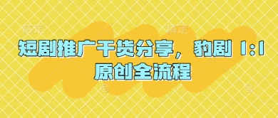 短剧推广干货分享，豹剧 1:1原创全流程-Ai创业网