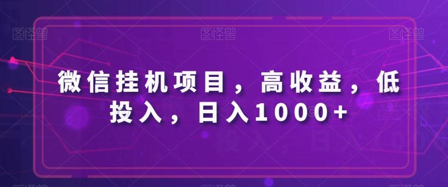 微信挂机项目，高收益，低投入，日入1000+-Ai创业网