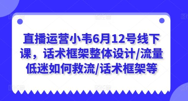 直播运营小韦6月12号线下课，话术框架整体设计/流量低迷如何救流/话术框架等-Ai创业网