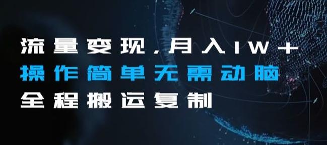 流量变现，月入1W+操作简单无需动脑全程搬运复制【揭秘】-Ai创业网