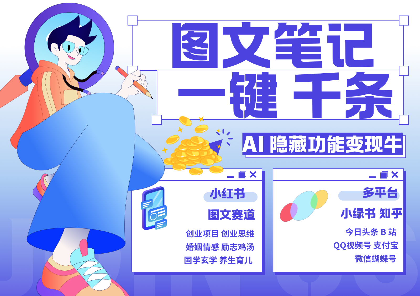 1键生成数千条图文 创业国学 秒生笔记 小红书小绿书图文 轻松引流 变现30000+-Ai创业网