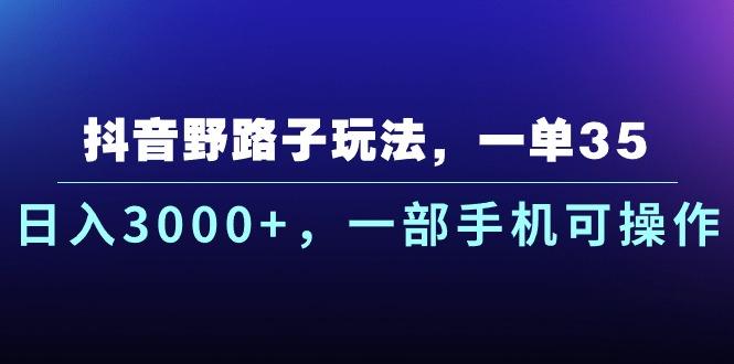 抖音野路子玩法，一单35.日入3000+，一部手机可操作-Ai创业网