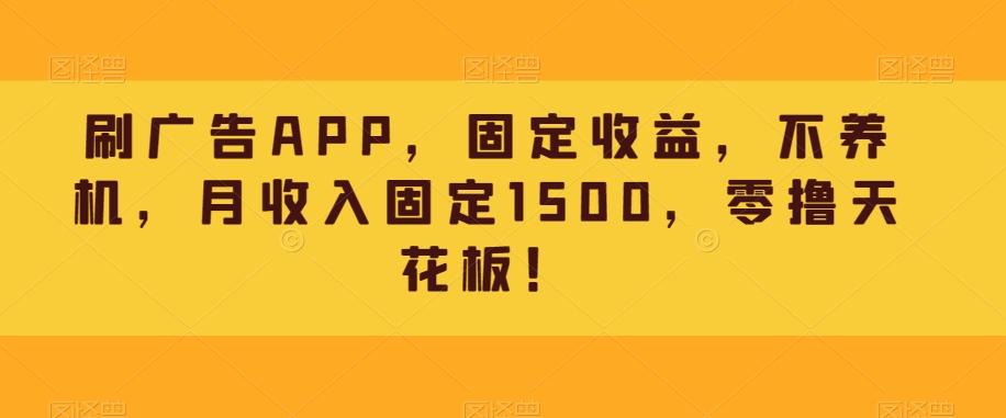 刷广告APP，固定收益，不养机，月收入固定1500，零撸天花板！-Ai创业网