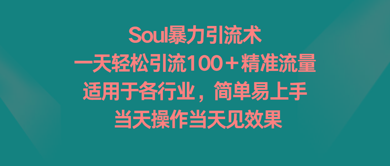 Soul暴力引流术，一天轻松引流100＋精准流量，适用于各行业，简单易上手！-Ai创业网
