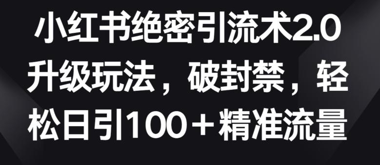 小红书绝密引流术2.0升级玩法，破封禁，轻松日引100+精准流量【揭秘】-Ai创业网