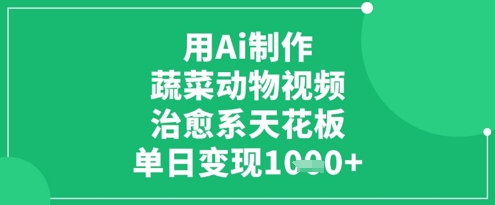 用Ai制作蔬菜动物视频，治愈系天花板，单日变现1k-Ai创业网