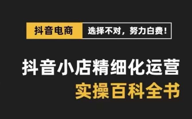 抖音小店精细化运营百科全书，保姆级运营实操讲解-Ai创业网