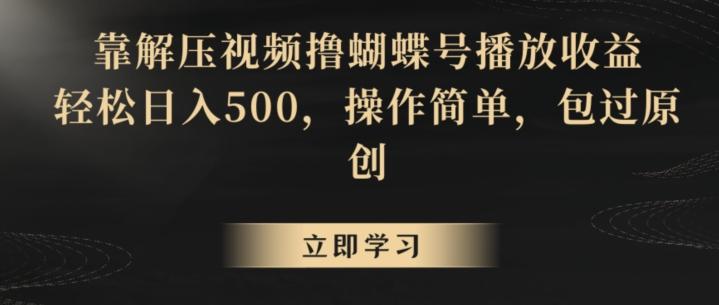 靠解压视频撸蝴蝶号播放收益，轻松日入500，操作简单，包过原创【揭秘】-Ai创业网