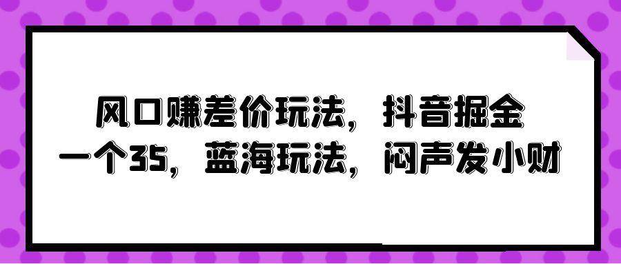 (10022期)风口赚差价玩法，抖音掘金，一个35，蓝海玩法，闷声发小财-Ai创业网