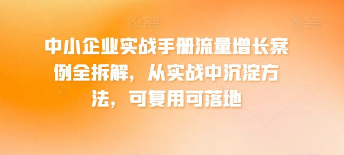 中小企业实战手册流量增长案例全拆解，从实战中沉淀方法，可复用可落地-Ai创业网