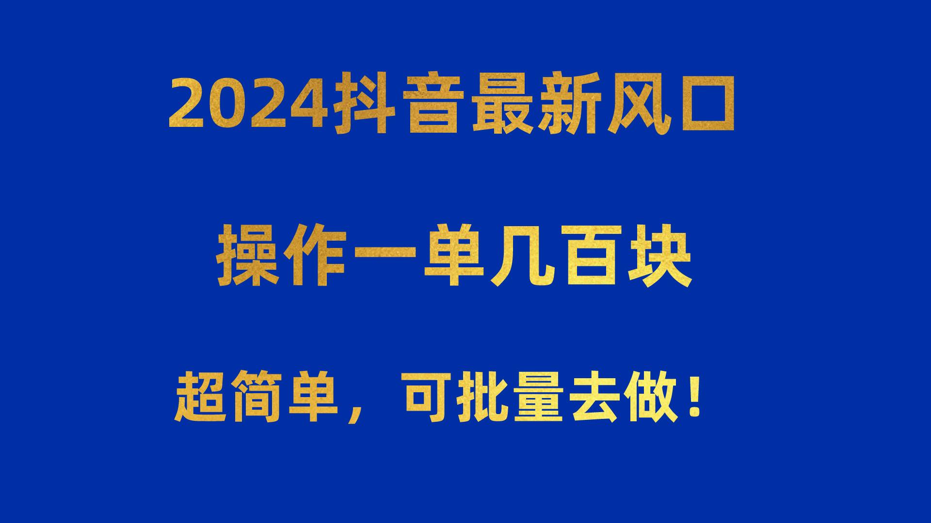 2024抖音最新风口！操作一单几百块！超简单，可批量去做！！！-Ai创业网