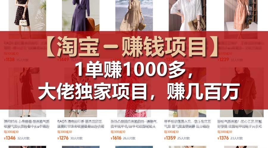 【淘宝赚钱项目】1单可赚1000多，大佬独家项目，年赚几百万-Ai创业网