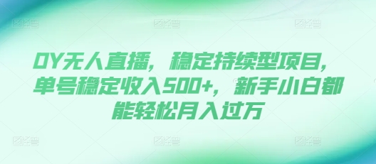DY无人直播，稳定持续型项目，单号稳定收入500+，新手小白都能轻松月入过万【揭秘】-Ai创业网
