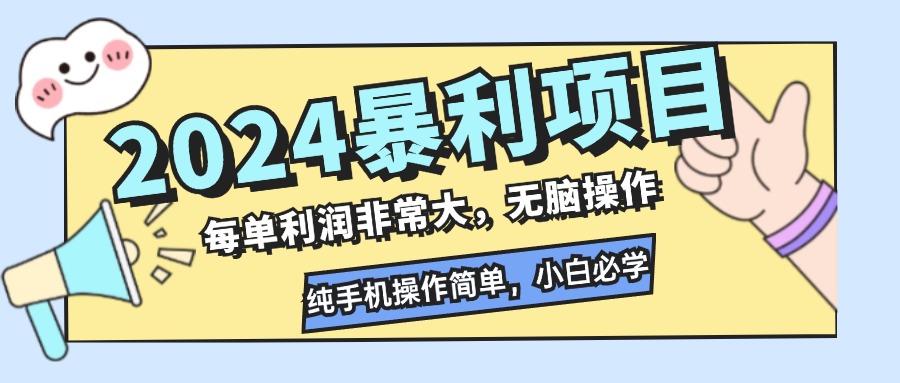 2024暴利项目，每单利润非常大，无脑操作，纯手机操作简单，小白必学项目-Ai创业网
