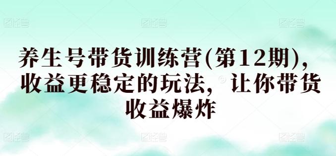 养生号带货训练营(第12期)，收益更稳定的玩法，让你带货收益爆炸-Ai创业网