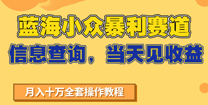 蓝海小众暴利赛道，信息查询，当天见收益，不讲玄学，7天搞了2万+-Ai创业网