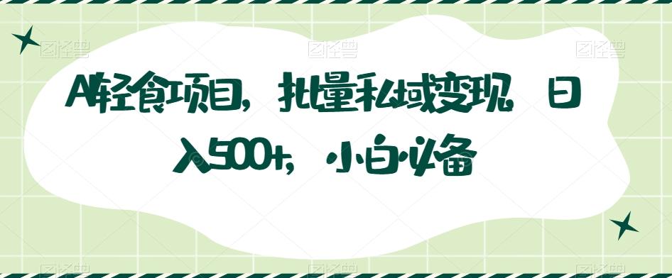 AI轻食项目，批量私域变现，日入500+，小白必备-Ai创业网