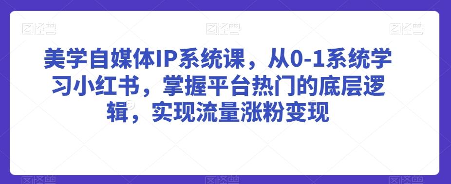 美学自媒体IP系统课，从0-1系统学习小红书，掌握平台热门的底层逻辑，实现流量涨粉变现-Ai创业网