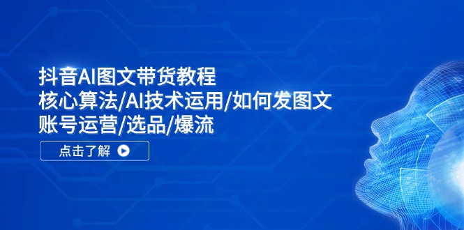 抖音AI图文带货教程：核心算法/AI技术运用/如何发图文/账号运营/选品/爆流-Ai创业网