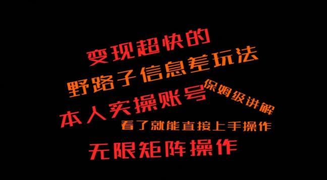 变现超快的野路子信息差玩法，本人实操账号保姆级讲解-Ai创业网