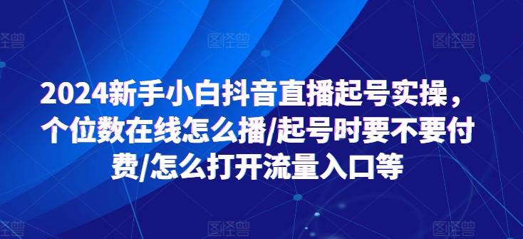 2024新手小白抖音直播起号实操，个位数在线怎么播/起号时要不要付费/怎么打开流量入口等-Ai创业网