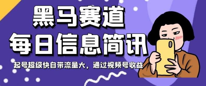 黑马赛道每日信息简讯，起号超级快自带流量大，通过视频号收益【揭秘】-Ai创业网