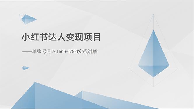 小红书达人变现项目：单账号月入1500-3000实战讲解-Ai创业网