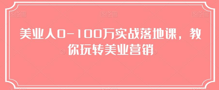 美业人0-100万实战落地课，教你玩转美业营销-Ai创业网