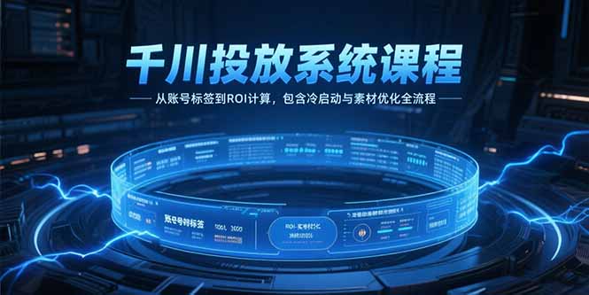千川投放系统课程，从账号标签到ROI计算，包含冷启动与素材优化全流程-Ai创业网