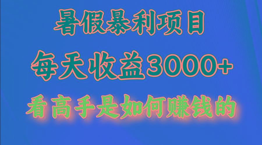 暑假暴利项目，每天收益3000+ 努努力能达到5000+，暑假大流量来了-Ai创业网