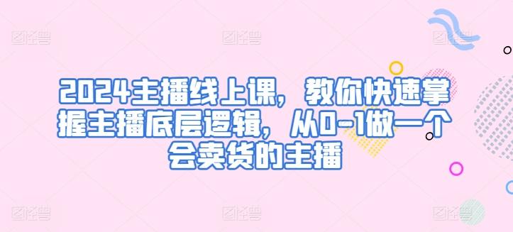 2024主播线上课，教你快速掌握主播底层逻辑，从0-1做一个会卖货的主播-Ai创业网
