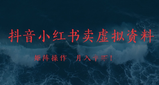 抖音小红书卖虚拟资料，市场需求一直存在，矩阵操作，月入1w+-Ai创业网