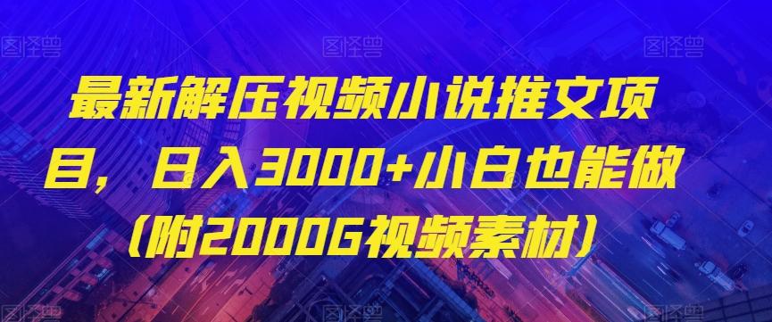 最新解压视频小说推文项目，日入3000+小白也能做（附2000G视频素材）【揭秘】-Ai创业网