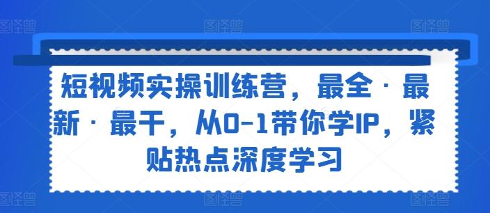 短视频实操训练营，最全·最新·最干，从0-1带你学IP，紧贴热点深度学习-Ai创业网