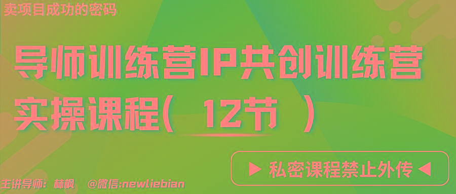 导师训练营3.0IP共创训练营私密实操课程(12节)-卖项目的密码成功秘诀-Ai创业网