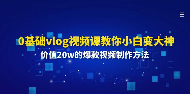 0基础vlog视频课教你小白变大神：价值20w的爆款视频制作方法-Ai创业网
