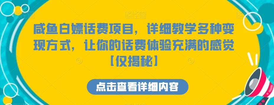 咸鱼白嫖话费项目，详细教学多种变现方式，让你的话费体验充满的感觉【仅揭秘】-Ai创业网