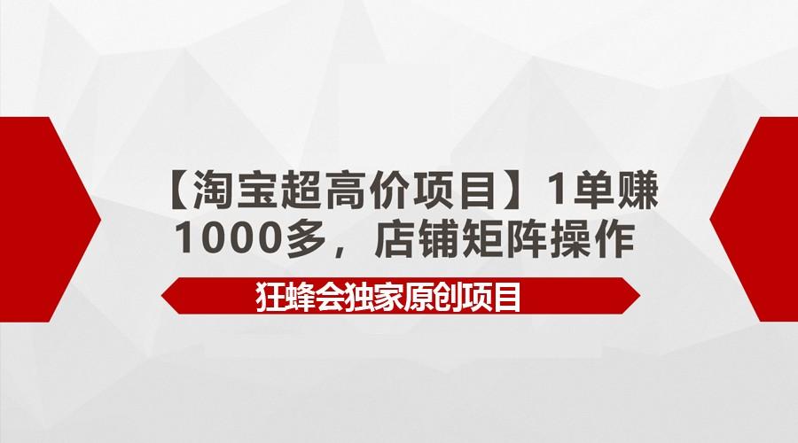 【淘宝超高价项目】1单赚1000多，店铺矩阵操作-Ai创业网