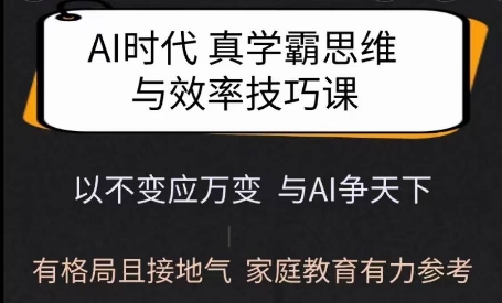 Ai时代真学霸思维与学习方法课，有格局且接地气，家庭教育有力参考-Ai创业网