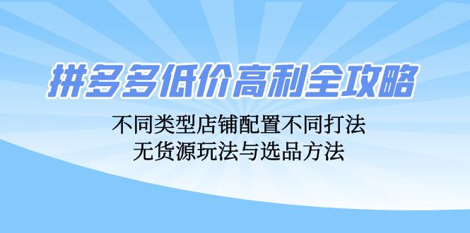拼多多低价高利全攻略：不同类型店铺配置不同打法，无货源玩法与选品方法-Ai创业网