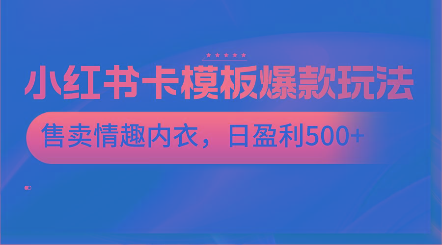 小红书卡模板爆款玩法，售卖情趣内衣，日盈利500+-Ai创业网