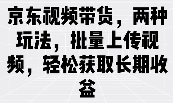 京东视频带货，两种玩法，批量上传视频，轻松获取长期收益-Ai创业网