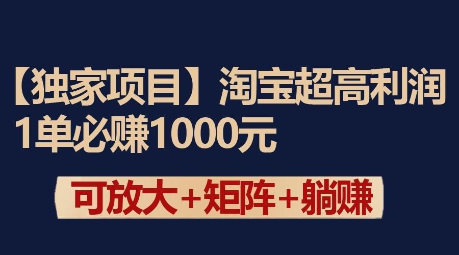 独家淘宝超高利润项目：1单必赚1000元，可放大可矩阵操作-Ai创业网