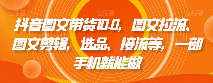 抖音图文带货10.0，图文拉流、图文剪辑，选品、接流等，一部手机就能做-Ai创业网