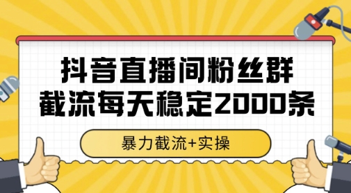 抖音直播间粉丝群暴力截流，一台电脑每天稳定2000条数据，暴力截流+实操 【揭秘】-Ai创业网