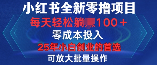 小红书全新纯零撸项目，只要有号就能玩，可放大批量操作，轻松日入100+【揭秘】-Ai创业网