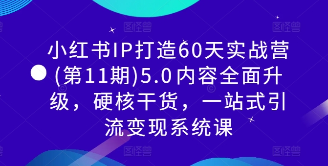 小红书IP打造60天实战营(第11期)5.0​内容全面升级，硬核干货，一站式引流变现系统课-Ai创业网